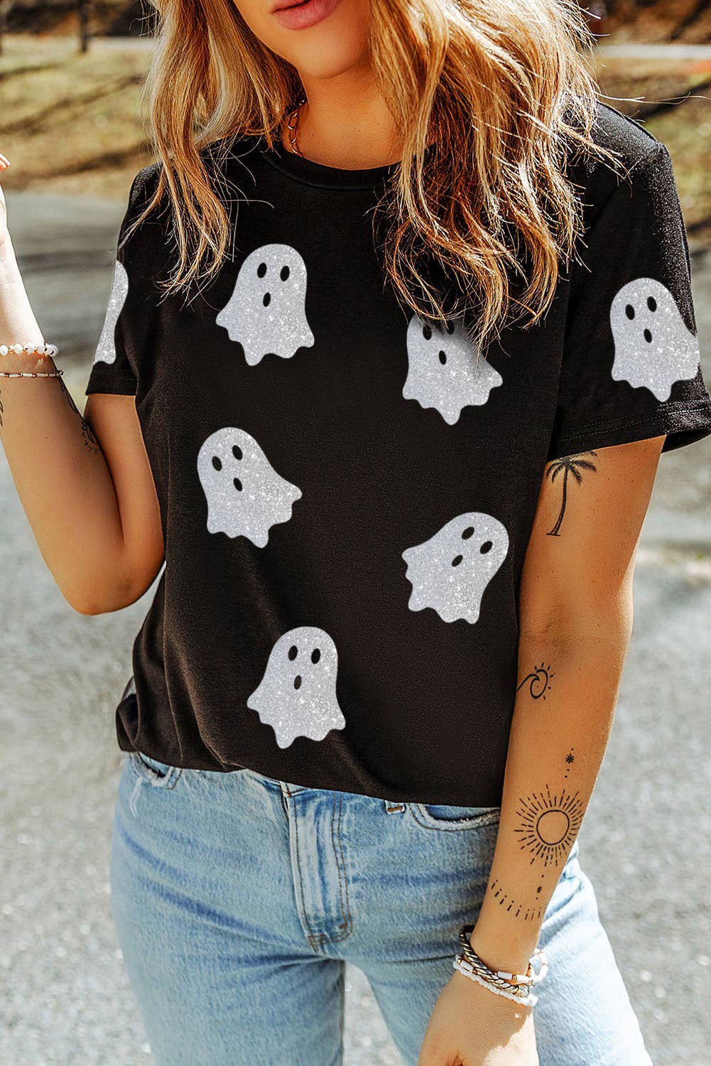 Black Glitter Ghost Top/XL